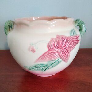 Hull Art Pottery W7-5 1/2" Woodland Spring Flower Jardiniere Planter Glossy Pink